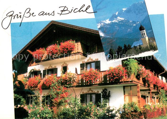 Bichl Bad Toelz Pension Christl Motiv mit Kirche Alpen