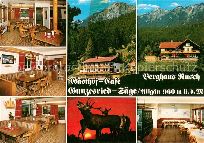 Saege Gunzesried Gasthof Cafe Berghaus Rusch Restaurant Hirsch Wild in der Abend