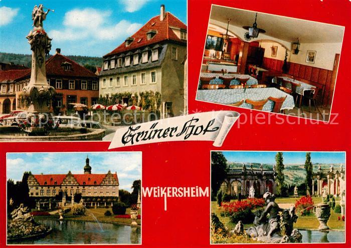 Weikersheim Gasthof Gruener Hof Schloss Park Brunnen