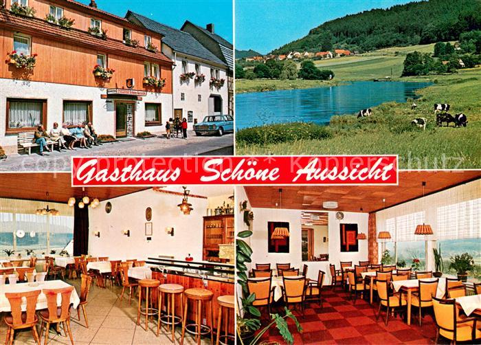Gewissenruh Gasthaus Pension Schoene Aussicht Gaststube Partie an der Weser