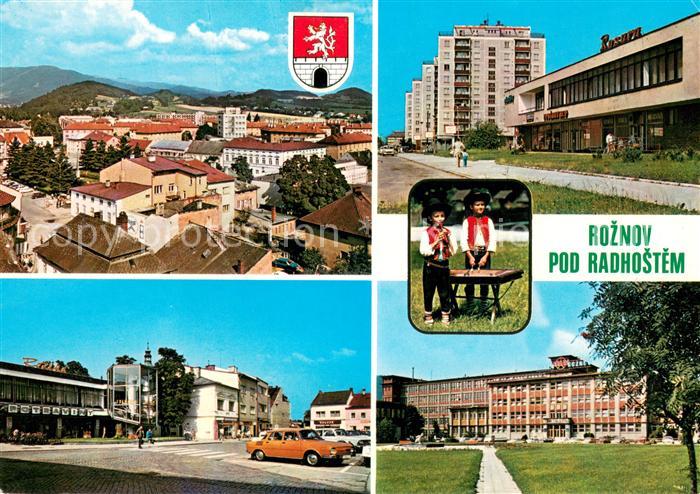 Roznov pod Radhostem Panorama Stadtansichten Hochhaeuser Volkstrachten