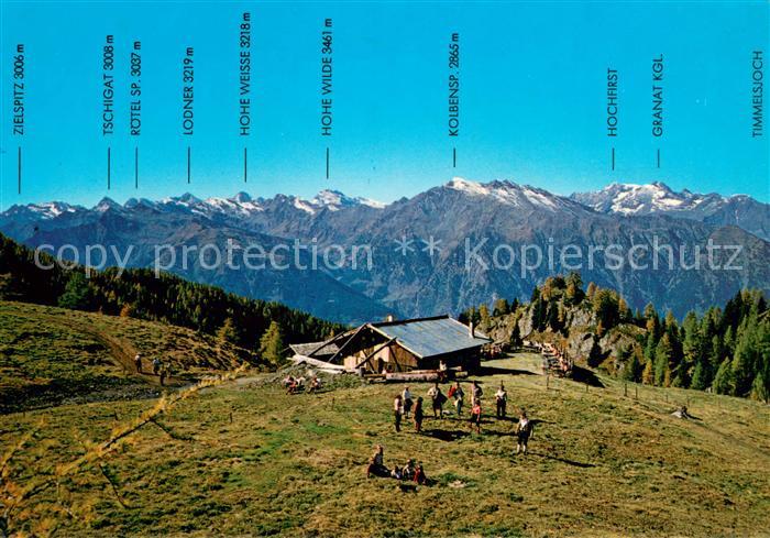 Schenna Meran Alm Schutzhuette Hinteregg Tall-Hirzergebiet Alpenpanorama