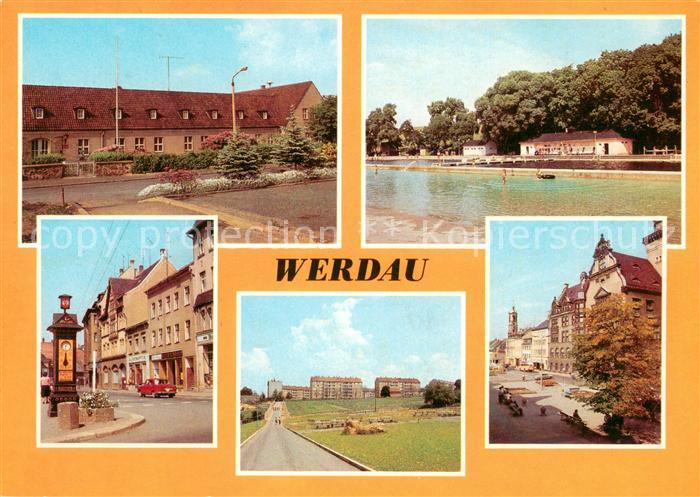 Werdau Sachsen Sportschule Freibad August Bebel Strasse Neubauten Wohnsiedlung M
