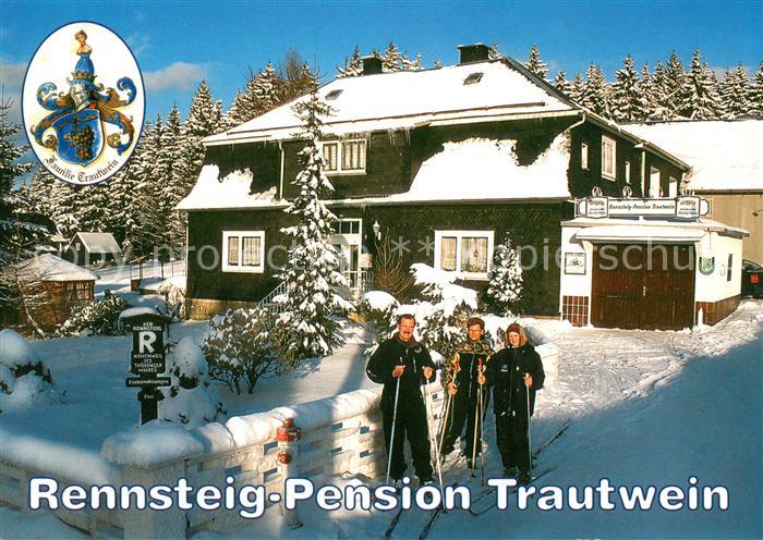 Scheibe-Alsbach Rennsteig Pension Trautwein im Winter Wappen