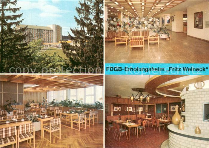 Oberhof Thueringen FDGB Erholungsheim Fritz Weineck Empfangshalle Restaurant Alc