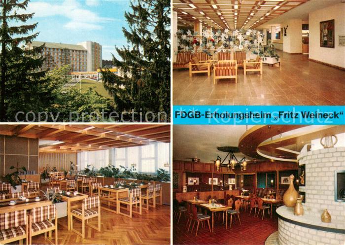 Oberhof Thueringen FDGB Erholungsheim Fritz Weineck Empfangshalle Restaurant Alc