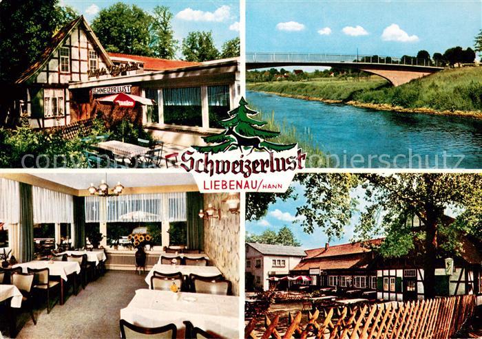 Liebenau Nienburg Waldgaststaette Schweizerlust Biergarten Terrase Partie an der