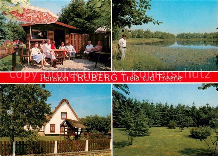 Treia Schleswig Ferien auf dem Lande Pension Truberg Garten Partie am Wasser