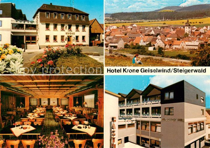 Geiselwind Hotel Gasthof Krone Restaurant Ortsansicht mit Kirche