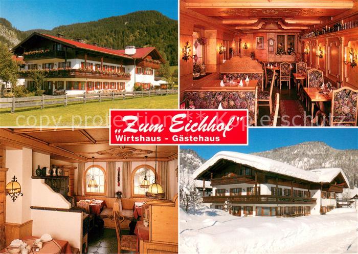 Reit Winkl Wirtshaus Gaestehaus zum Eichhof Gaststube Sommer- und Winterpanorama