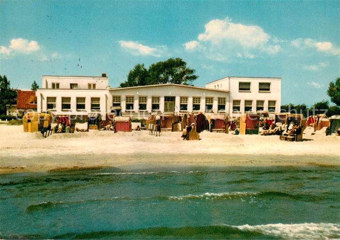 Haffkrug Ostseebad Hotel Restaurant Cafe Strandhalle Strand Ansicht vom Meer aus