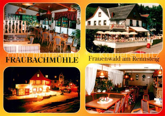 Frauenwald Thueringen Waldpension EisCafe Fraubachmuehle Gaststube Terrasse Nach
