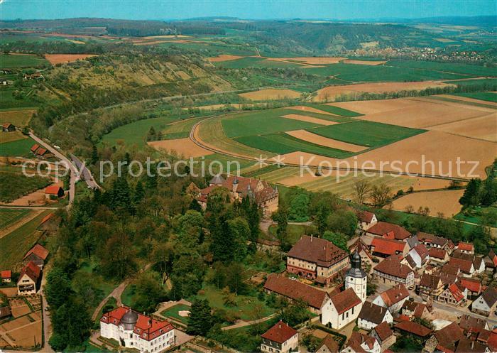 Jagsthausen Heilbronn Fliegeraufnahme mit Goetzenburg Weissem Schloss und Rotem
