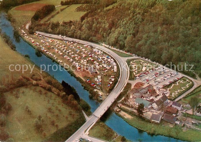Bergisches Land Waldcamping Glueder im Tal der Wupper Fliegeraufnahme