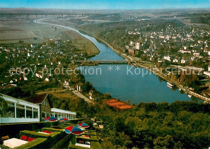 Kettwig Fliegeraufnahme mit Cafe Restaurant Seeblick Ruhrpartie
