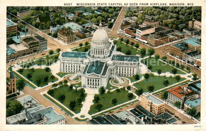 Madison Wisconsin Wisconsin State Capitol as seen from airplane