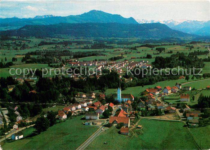 Waltenhofen Allgaeu mit Gruenten und Allgaeuer Hochgebirge Fliegeraufnahme