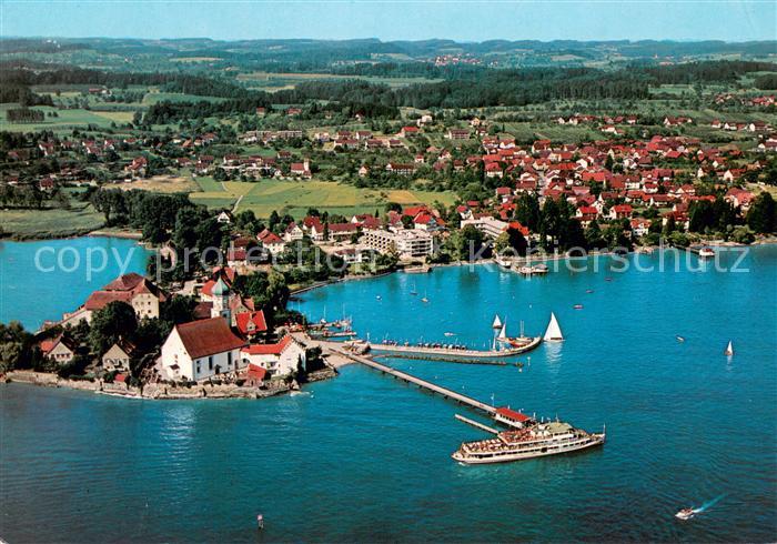 Wasserburg Bodensee Halbinsel Hafen Faehre Fliegeraufnahme