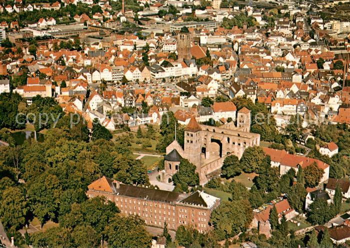 Bad Hersfeld Stadtbild mit Stiftsruine Fliegeraufnahme