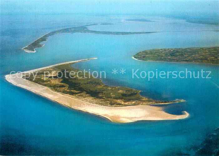 Amrum Nordseeinsel Westspitze von Foehr Sylt und Insel Romo Daenemark Fliegerauf