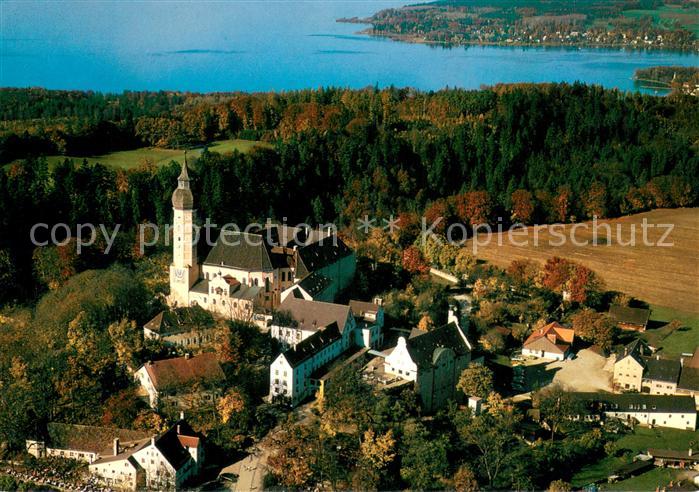 Andechs Kloster Andechs mit Blick auf den Ammersee Fliegeraufnahme