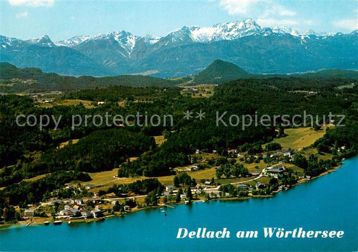 Dellach Woerthersee Badeort mit den Karawanken Fliegeraufnahme