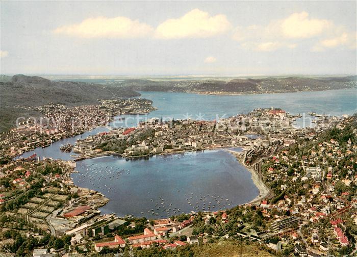 Bergen Norwegen Byen sett fra Ulriksbanen