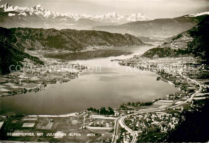 Ossiachersee Fliegeraufnahme mit Julischen Alpen