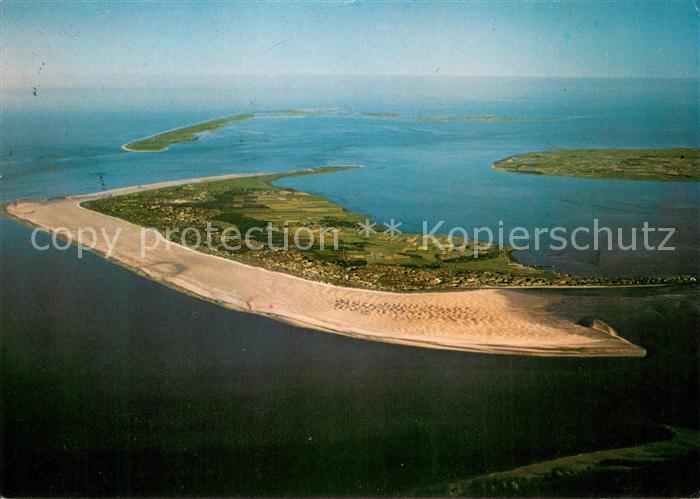 Amrum Fliegeraufnahme mit Westspitze Foehr und Suedspitze Sylt