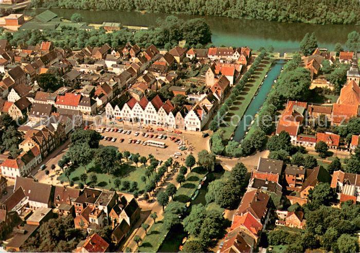 Friedrichstadt Eider Fliegeraufnahme mit Marktplatz und Mittelburggraben