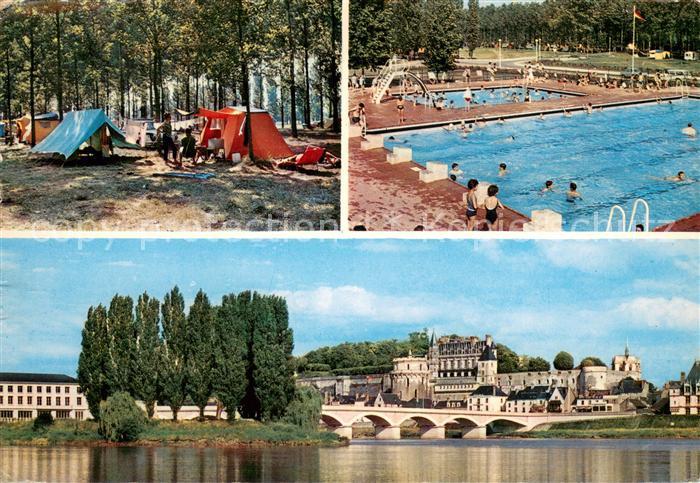 Amboise Ile d’Or Le camping La piscine La Maison de la Jeunesse et le panorama s
