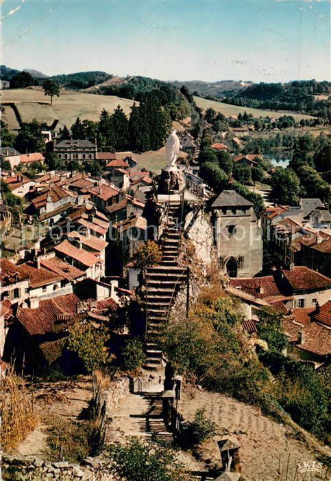 Laroquebrou Vue generale aerienne au centre la Vierge