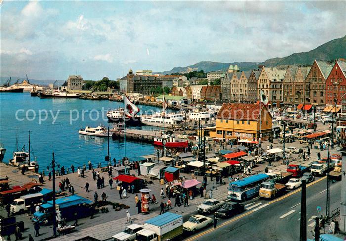 Bergen Norwegen Fisketorget med Vagen