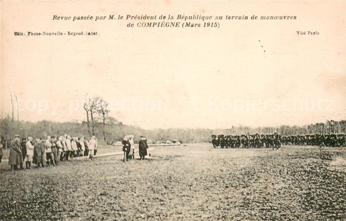 Compiegne Oise Revue passee par M le President de la Republique au terrain de ma