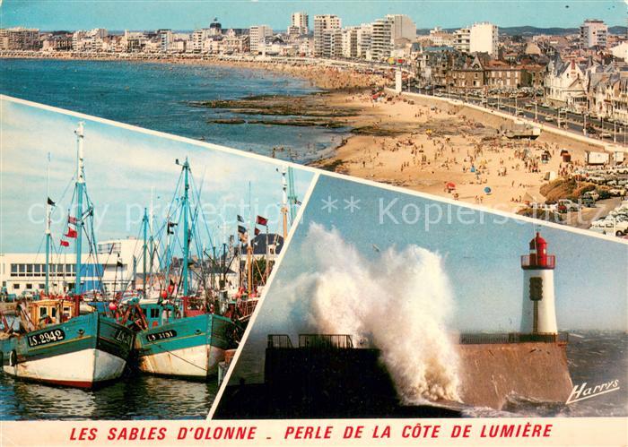 Les Sables-d Olonne Vue generale de la Promenade et de la Plage Bateaux de peche