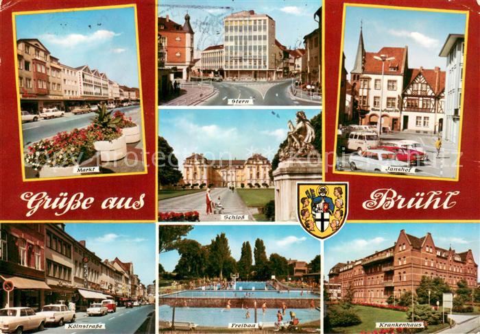 Bruehl Rheinland Markt Stern Schloss Janshof Koelnstrasse Freibad Krankenhaus