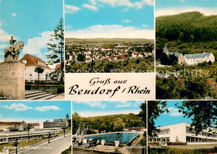 Bendorf Rhein Park Panorama Kranken und Schwesternhaus Schwimmbad Schule Abtei