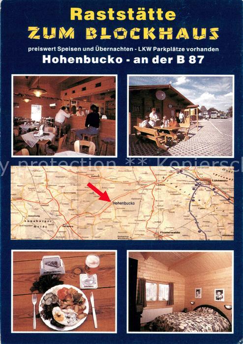 Hohenbucko Raststaette Zum Blockhaus Gaststube Terrasse Zimmer