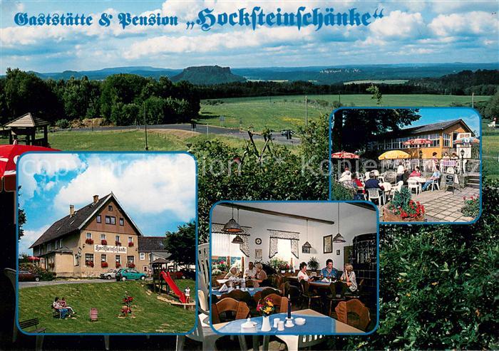 Rathewalde Gaststaette Pension Hocksteinschaenke Gaststube Terrasse Panorama
