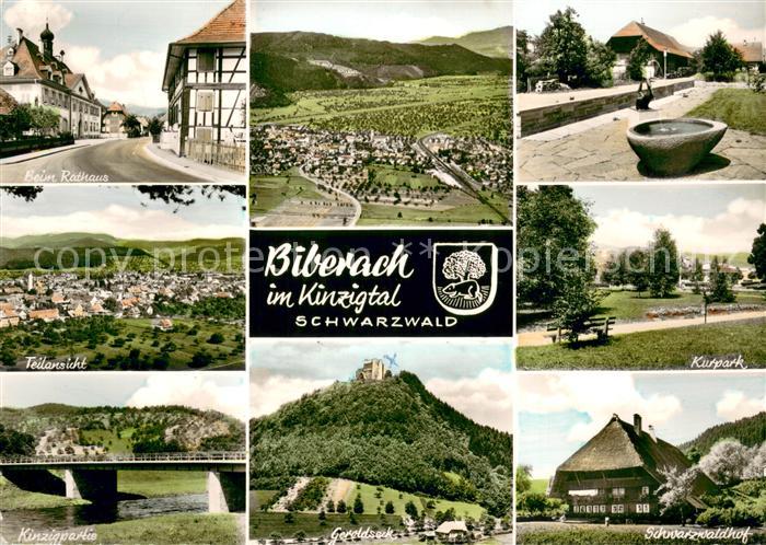 Biberach Baden Rathaus Panorama Teilansicht Kurpark Kinzigpartie Geroldseck Schw