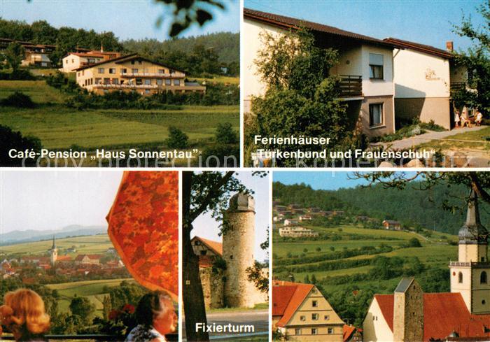 Fladungen Cafe Pension Haus Sonnentau Ferienhaeuser Tuerkenbund und Frauenschuh