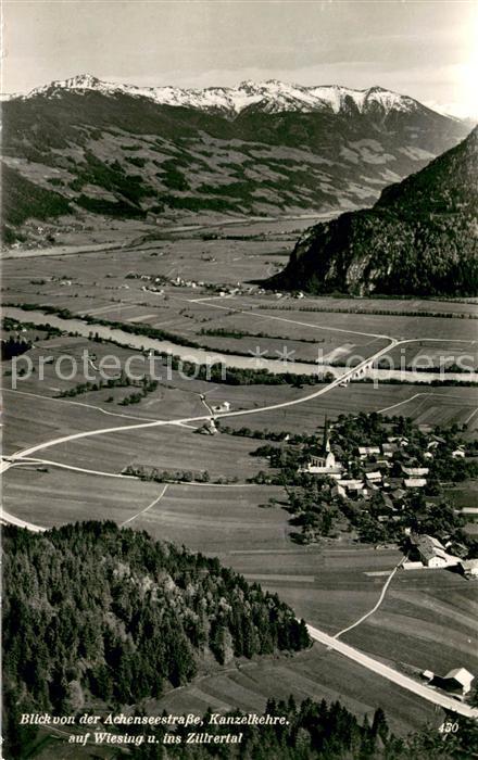 Wiesing Tirol Blick von der Achenseestrasse Kanzelkehre ins Zillertal