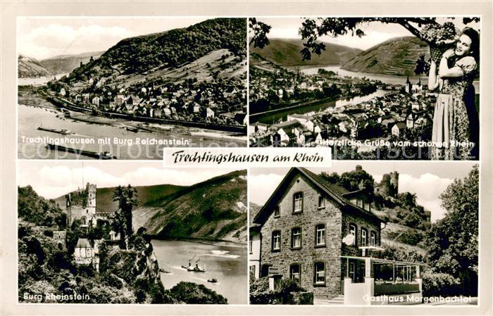 Trechtingshausen mit Burg Reichenstein Rheinpartie Burg Rheinstein Hotel Restaur