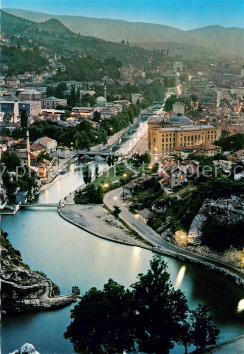 Sarajevo u noci Fliegeraufnahme