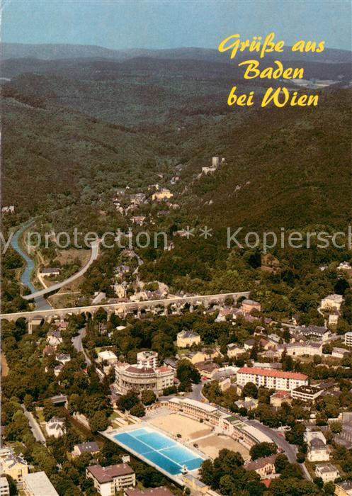 Baden Wien Fliegeraufnahme mit Thermalstrandbad und Helenental