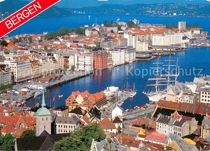Bergen Norwegen Vaegen Fliegeraufnahme