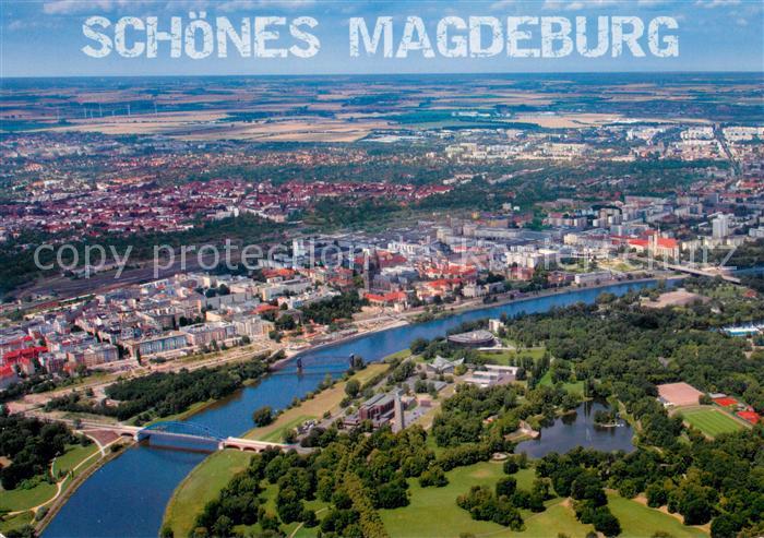 Magdeburg Elbe Fliegeraufnahme