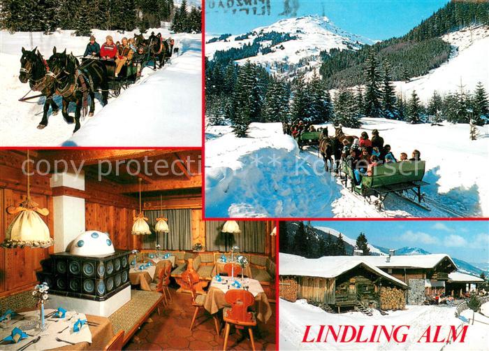 Hinterglemm Saalbach Lindling Alm Pferdeschlittenfahrt Kaminzimmer