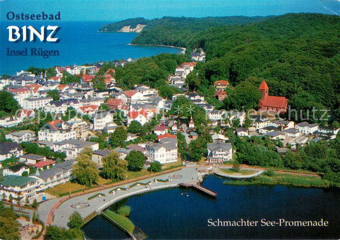 Binz Ruegen Fliegeraufnahme mit Schmachter See Promenade