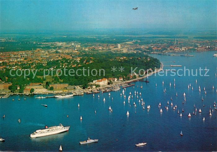 KIEL CITY Olympiahafen mit Foerde und Faehrschiff Stena Germanica Fliegeraufnah